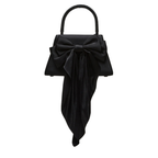 The Handbag Den Black Satin Beaded Top-Handle Clutch for Women