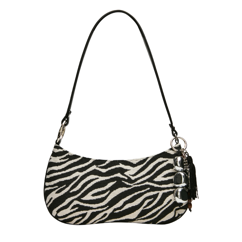 The Handbag Den Zebra Print Tassel Shoulder Bag for Women