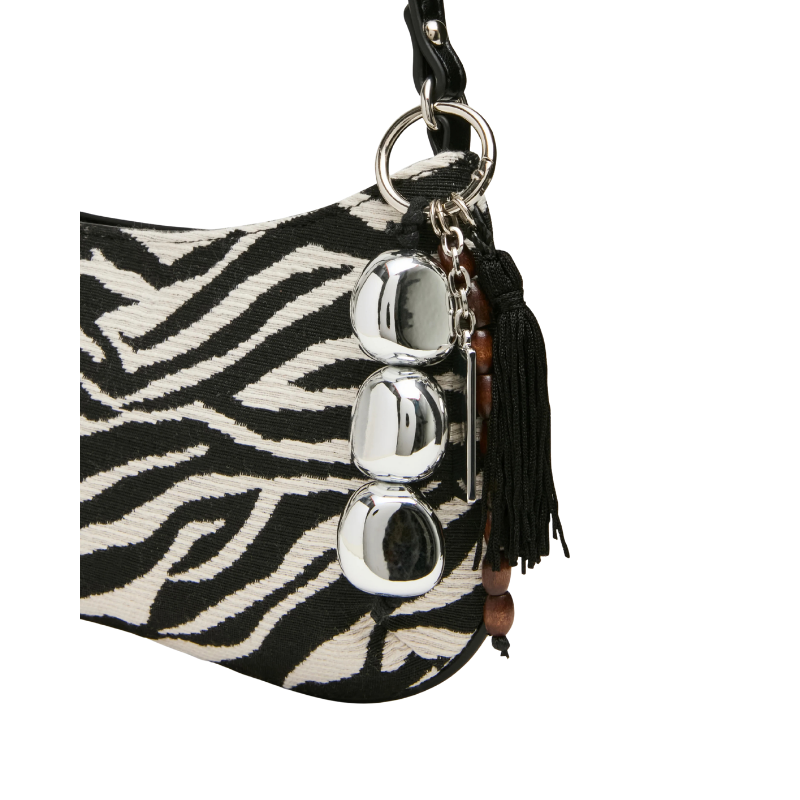 The Handbag Den Zebra Print Tassel Shoulder Bag for Women
