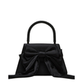 The Handbag Den Black Satin Beaded Top-Handle Clutch for Women