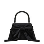The Handbag Den Black Satin Beaded Top-Handle Clutch for Women