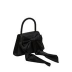 The Handbag Den Black Satin Beaded Top-Handle Clutch for Women